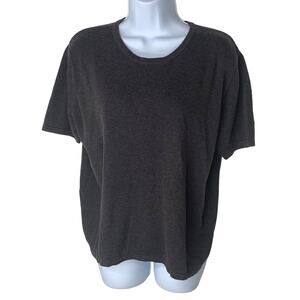 Yarnworks Vintage T Shirt Womens Scoop Neck Size Petite Large Black Short Sleeve